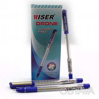 Ручка масляна Wiser Drone 0,7мм з грипом синя. . фото 1