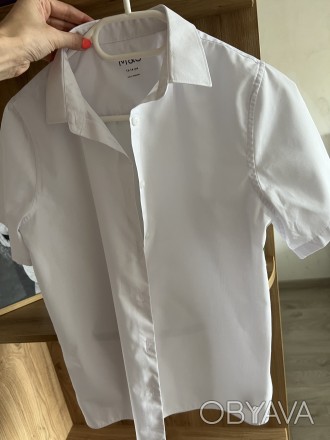 Блузка шкільна, класична, короткий рукав 
біла,, на 12-14 років, Mark&Spens. . фото 1