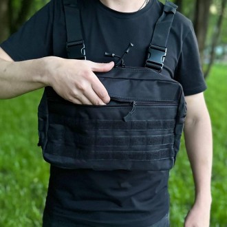 Тактическая черная сумка жилет. Нагрудная армейская сумка жилет отлично подойдет. . фото 7