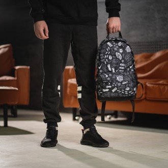 Стильный городской черный рюкзак с принтом Nike. Для путешествий, тренировок, уч. . фото 4
