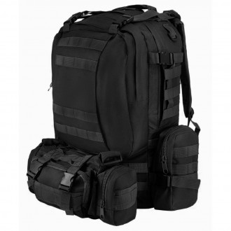 Тактический черный рюкзак выполнен из высококачественных материалов. На наружной. . фото 2