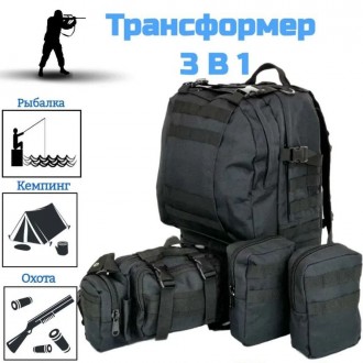 Тактический черный рюкзак выполнен из высококачественных материалов. На наружной. . фото 34