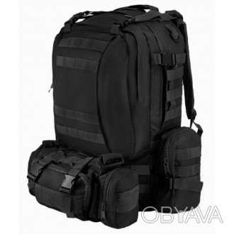 Тактический черный рюкзак выполнен из высококачественных материалов. На наружной. . фото 1