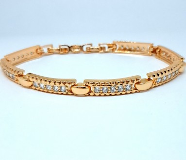 Модный женский браслет из медицинского золота с цирконами. Изделие выполнено из . . фото 4