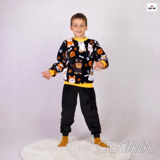 Пижама детская для мальчика махровая теплая черный 36-42 р.
Детская подростковая. . фото 1