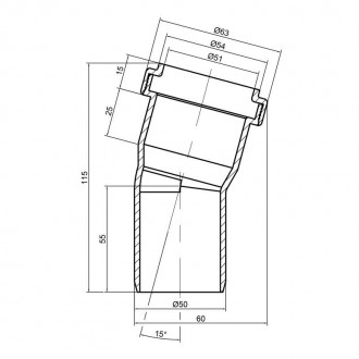 Отвод (колено) TA Sewage 15° применяется при монтаже в системе внутренней канали. . фото 3