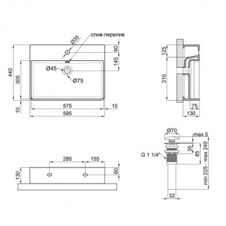 Раковина Qtap Nando LT 600х440х130 White QT12112173W имеет эргономичную форму, в. . фото 3