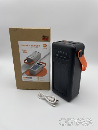 Портативная зарядка внешний аккумулятор Power Bank 637 - 50000mAh Solar + 4 унив