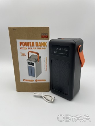 Портативное зарядное устройство Power bank 638 - 60000mAh Solar 4 универсальных