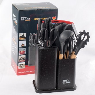 Набір кухонних ножів + домішок + дошка обробна на підставці ZP-067. Дніпро. фото 1