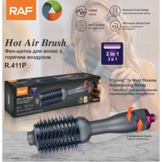 Фен гребінець для волосся RAF R411P
Фен гребінець для волосся RAF R411P
Фен греб. . фото 5