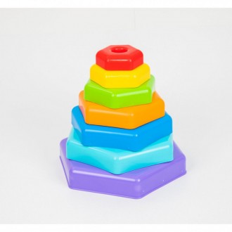 Універсальна іграшка розвиваюча "пірамідка-радуга "в коробці 39363, яка складаєт. . фото 2
