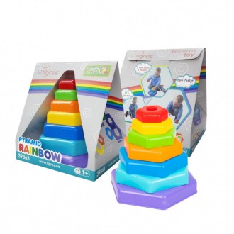 Універсальна іграшка розвиваюча "пірамідка-радуга "в коробці 39363, яка складаєт. . фото 4