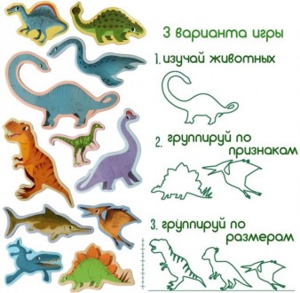 Набір ламінованих магнітних фігурок «Великі динозаври». За допомогою барвистих м. . фото 4