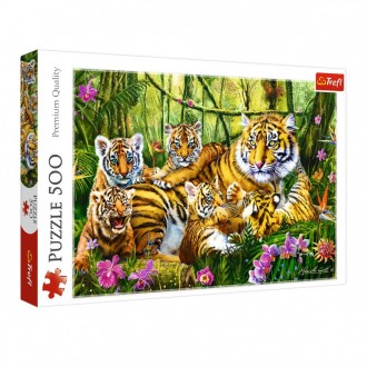 Пазли на 500 елементів із зображенням великого тигрячого сімейства з картини "Сі. . фото 2
