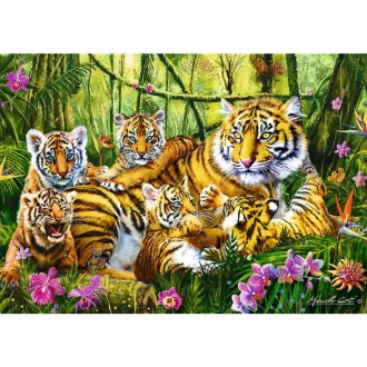 Пазли на 500 елементів із зображенням великого тигрячого сімейства з картини "Сі. . фото 3