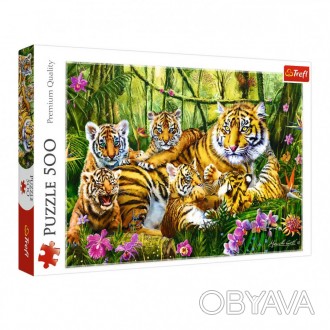 Пазли на 500 елементів із зображенням великого тигрячого сімейства з картини "Сі. . фото 1