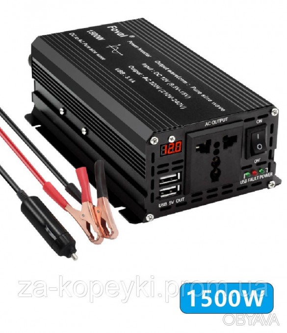 Преобразователь (инвертор) 12V-220V 1000W (чистый синус)