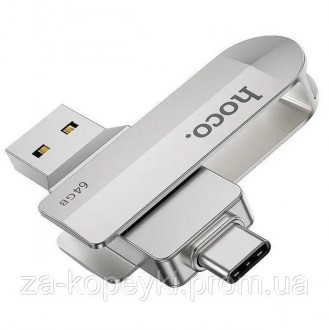  Флешка для MacBook HOCO Wise 2в1 Type-C+USB 3.0 flash drive 64GB UD 10 – это ун. . фото 2