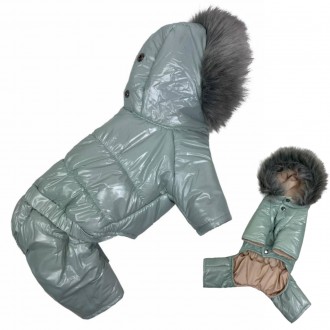 Зимняя одежда костюм для собак, зимний комбинезон для собак теплый лакированный . . фото 2