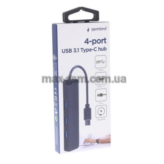Особливості
4-портовий концентратор USB 3.1 (Gen 1) із вбудованим кабелем Type-C. . фото 3