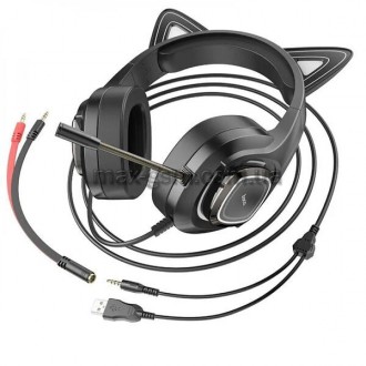 Навушники Hoco W107 оснащені дуже м'якими накладками на вуха, тому не завдають н. . фото 3