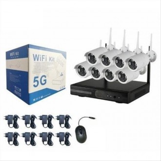 Набір камер відеоспостереження 5G Kit (8 бездротових камер + мережевий відеореєс. . фото 2