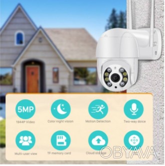 Вулична IP-камера 8 МП Wi-Fi QeaRim P6 IPC360 Home live Outdoor WiFi PTZ 3840х21. . фото 1