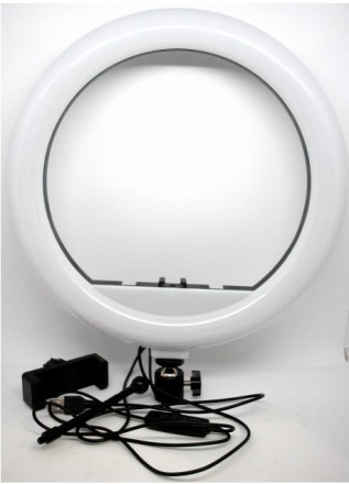Лампа селфи LED светодиодное кольцо 26 см с держателем для телефона и креплением. . фото 3