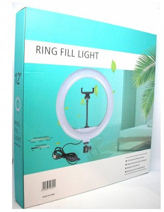 Лампа селфи LED светодиодное кольцо 30 см с держателем для телефона и креплением. . фото 6