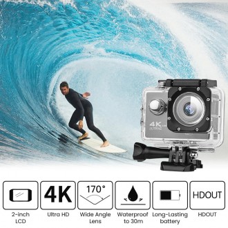 
 
Екшн камера DVR 4K SPORT з пультом і Wi-Fi аквабокс для знімання під водою + . . фото 8