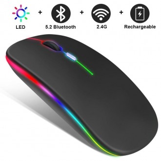 Бездротова безшумна миша BauTech з LED-підсвічуванням RGB - це пристрій, який за. . фото 2