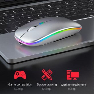 Бездротова безшумна миша BauTech з LED-підсвічуванням RGB - це пристрій, який за. . фото 7