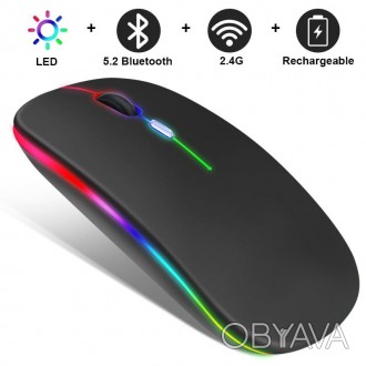 Бездротова безшумна миша BauTech з LED-підсвічуванням RGB - це пристрій, який за. . фото 1