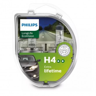 Технічні параметри:Philips LongerLife Ecovision H4 12V 60/55W 12342LLECOS2 - Гал. . фото 4