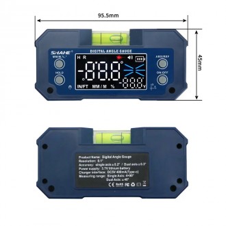 Компактный многофункциональный цифровой угломер-уровень (инклинометр) Shahe 5346. . фото 4
