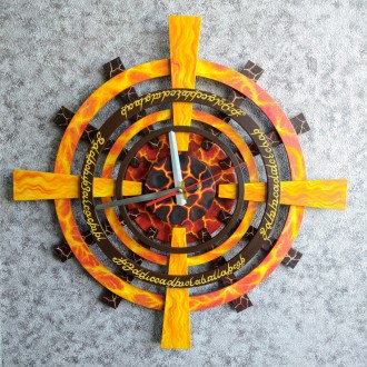 Настінний годинник із якісної фанери, виготовлений вручну, розписан українською . . фото 8