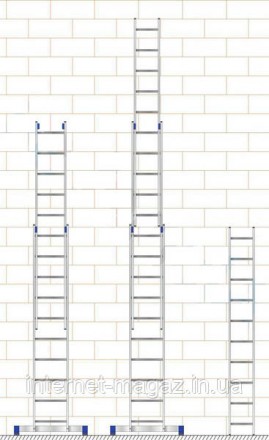 
Алюминиевая трехсекционная универсальная лестница может использоваться как разд. . фото 7