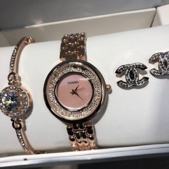 
 
 Женский подарочный набор: наручные часы, браслет, серьги пусеты. 
Материал: . . фото 8