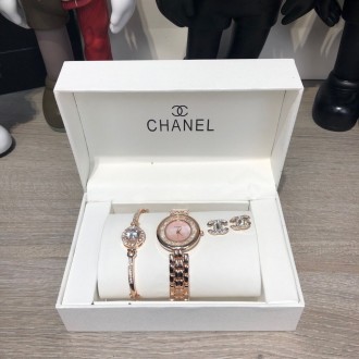 
 
 Женский подарочный набор: наручные часы, браслет, серьги пусеты. 
Материал: . . фото 10