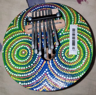 Калимба, африканский музыкальный, щипковый инструмент, диаметр-14см, корпус сдел. . фото 2