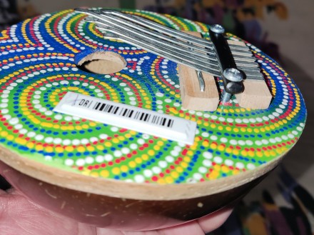 Калимба, африканский музыкальный, щипковый инструмент, диаметр-14см, корпус сдел. . фото 5