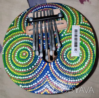 Калимба, африканский музыкальный, щипковый инструмент, диаметр-14см, корпус сдел. . фото 1