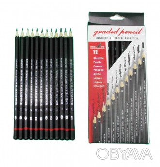 Набор чернографитных карандашей разной жесткости 12шт HW-976 ish 
Отправка товар. . фото 1