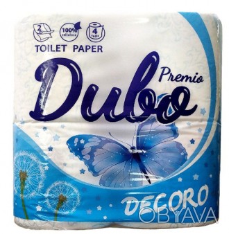 
Двошаровий туалетний папір ТМ «Soffione» Decoro білого кольору з синім прокрасо. . фото 1