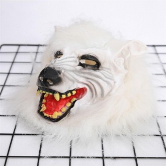 Карнавальная маска белый волк с мехом. Идеально подойдет для любой вечеринки или. . фото 3