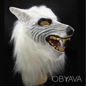 Карнавальная маска белый волк с мехом. Идеально подойдет для любой вечеринки или. . фото 1