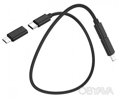 Кабель 3 в 1 HOCO U86 Lightning, Micro USB, Type-C, черный
HOCO U86 — это качест. . фото 1