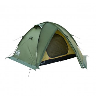 Палатка 2 местная Tramp ROCK 2 (V2) зеленая экспедиционная с внешними дугамиДвух. . фото 2
