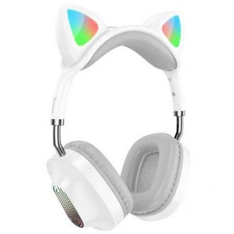 Беспроводные наушники Hoco ESD13 Skill cat ear BT headphones BT5.3 Type-C 7h бел. . фото 2